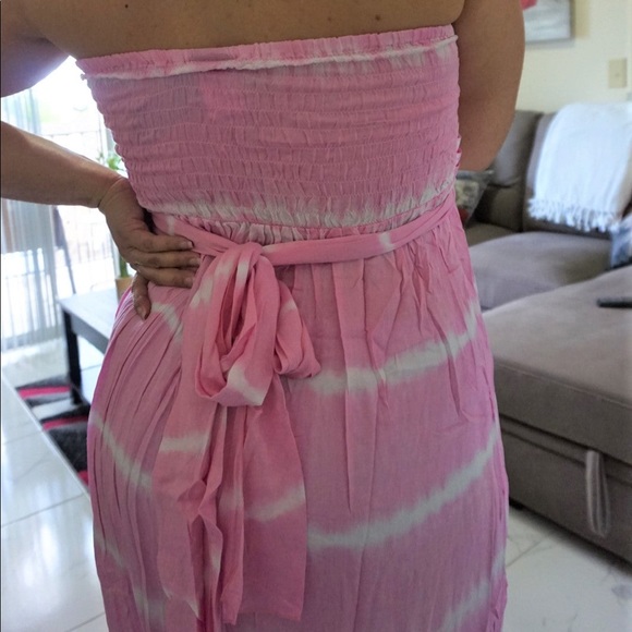 Strapless smocked tie-dye maxi dress - 2 colors - Picture 4 of 7